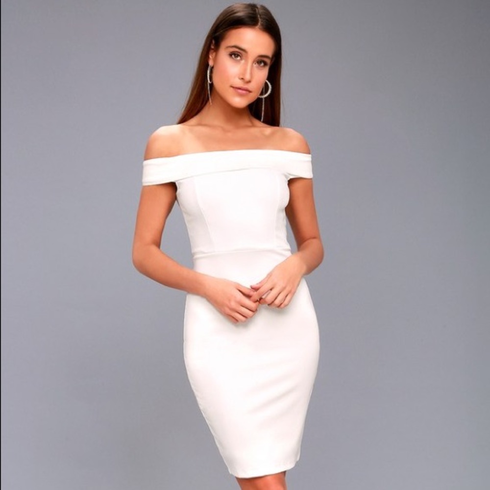 ❤️Lulus White Off-the-Shoulder Bodycon Dress